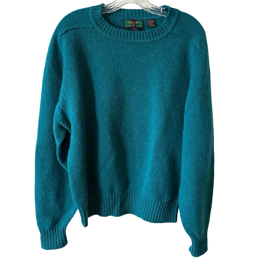 Colours by Alexander Julian Teal 100% Wool Crewneck Sweater in Size L